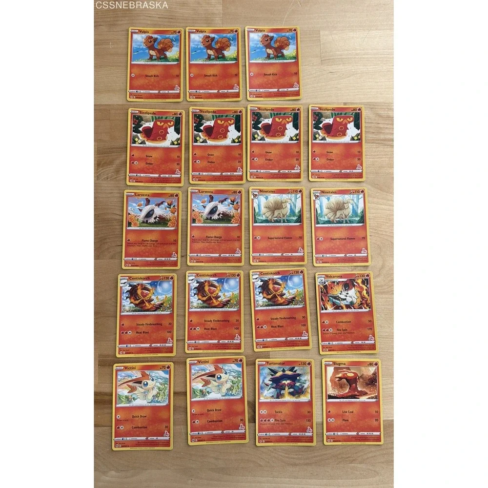 Pokemon Card Lot Sword & Shield‎ Era Mixed Fire Type 52 Cards See Photos